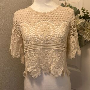 Rebellion Cream Crochet Crop Top